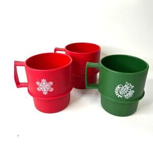Vintage Tupperware Christmas Cups Set 1312-27 1312-28 Snowflake Holiday 1970s